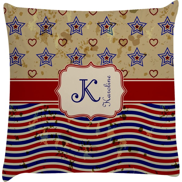 Custom Vintage Stars & Stripes Decorative Pillow Case (Personalized)