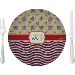 Vintage Stars & Stripes 10" Glass Lunch / Dinner Plates - Single or Set (Personalized)