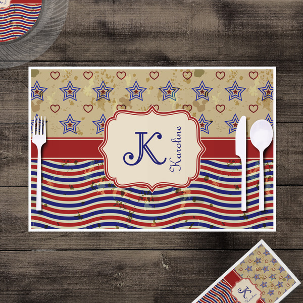 Vintage Stars & Stripes Disposable Paper Placemat - In Context