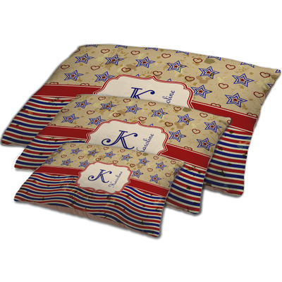 Vintage Stars & Stripes Dog Bed w/ Name and Initial