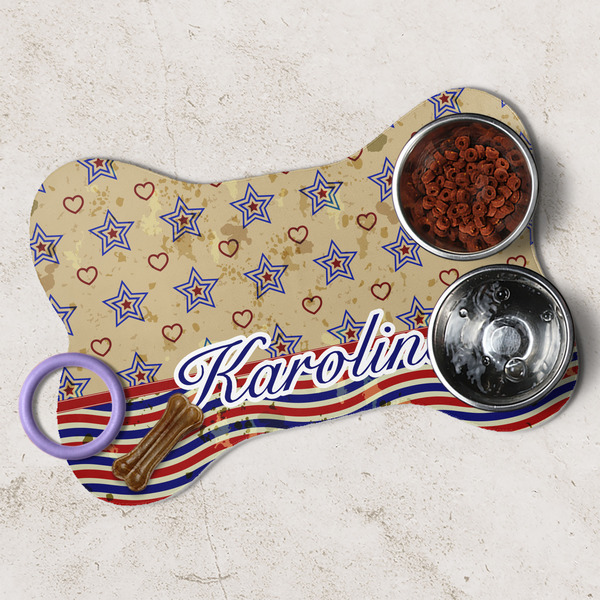 Vintage Stars & Stripes Dog Bone Shaped Mat Lifestyle