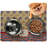 Vintage Stars & Stripes Dog Food Mat - Small w/ Name and Initial