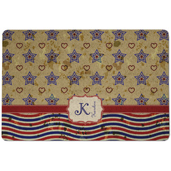 Vintage Stars & Stripes Dog Food Mat w/ Name and Initial