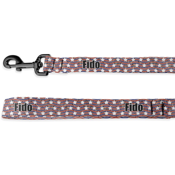 Custom Vintage Stars & Stripes Deluxe Dog Leash - 4 ft (Personalized)
