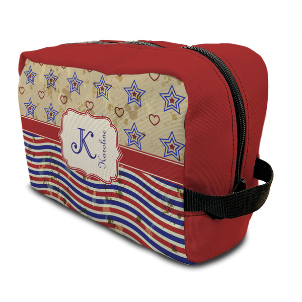 Custom Vintage Stars & Stripes Toiletry Bag / Dopp Kit (Personalized)