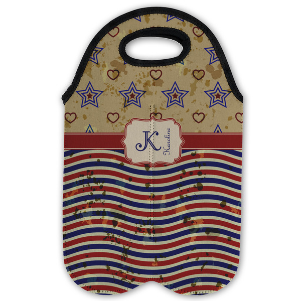 Vintage Stars & Stripes Double Wine Tote - Flat (new)