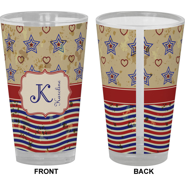Vintage Stars & Stripes Pint Glass - Full Color - Front & Back Views