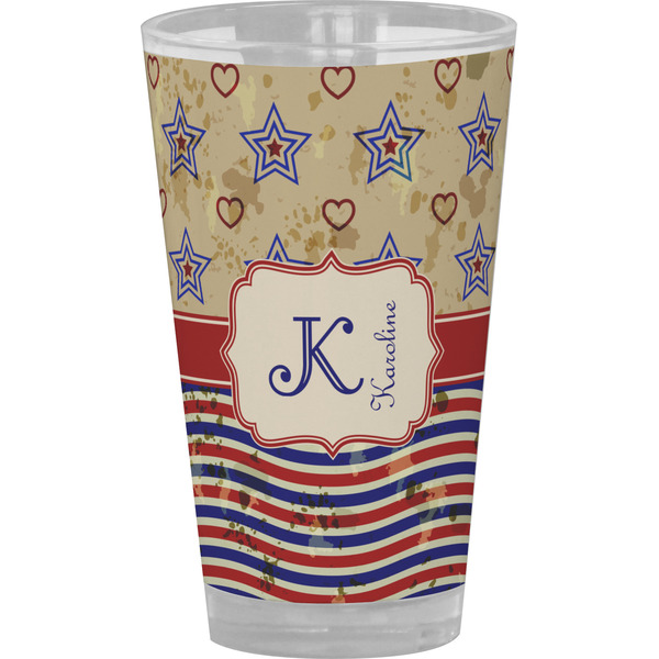 Custom Vintage Stars & Stripes Pint Glass - Full Color (Personalized)