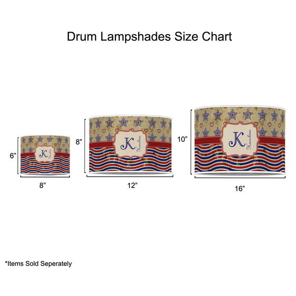 Vintage Stars & Stripes Drum Lampshades - Sizing Chart