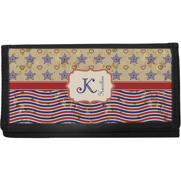 Custom Vintage Stars & Stripes Canvas Checkbook Cover (Personalized)