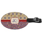 Vintage Stars & Stripes Genuine Leather Oval Luggage Tag (Personalized)