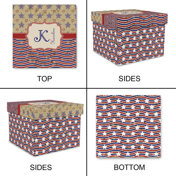 Vintage Stars & Stripes Gift Boxes with Lid - Canvas Wrapped - Large - Approval