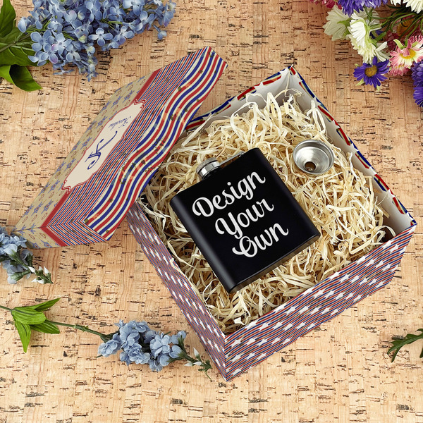 Vintage Stars & Stripes Gift Boxes with Lid - Canvas Wrapped - Large - In Context