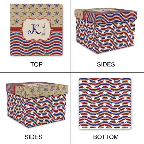Vintage Stars & Stripes Gift Boxes with Lid - Canvas Wrapped - Medium - Approval