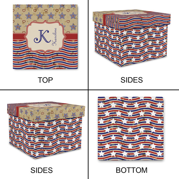 Vintage Stars & Stripes Gift Boxes with Lid - Canvas Wrapped - Small - Approval
