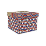 Vintage Stars & Stripes Gift Box with Lid - Canvas Wrapped - Small (Personalized)