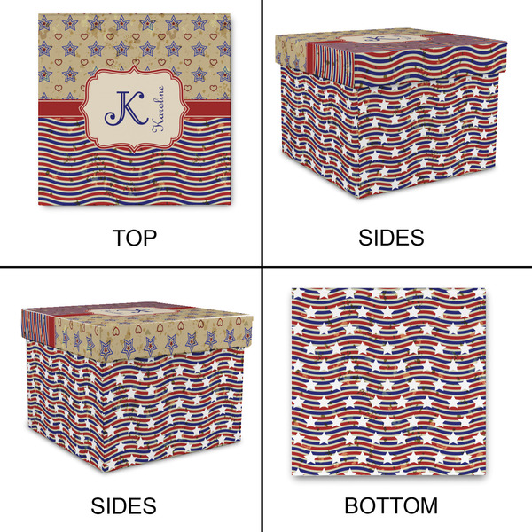 Vintage Stars & Stripes Gift Boxes with Lid - Canvas Wrapped - X-Large - Approval