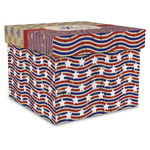 Vintage Stars & Stripes Gift Box with Lid - Canvas Wrapped - XX-Large (Personalized)