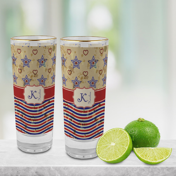 Vintage Stars & Stripes Glass Shot Glass - 2 oz - LIFESTYLE