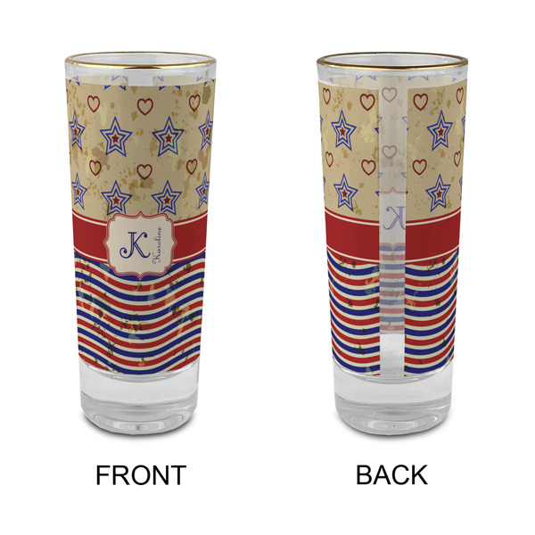 Vintage Stars & Stripes Glass Shot Glass - 2 oz - Single - APPROVAL