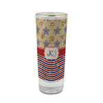 Vintage Stars & Stripes 2 oz Shot Glass -  Glass with Gold Rim - Set of 4 (Personalized)