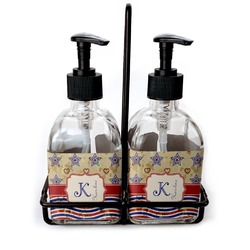 Vintage Stars & Stripes Glass Soap & Lotion Bottles (Personalized)