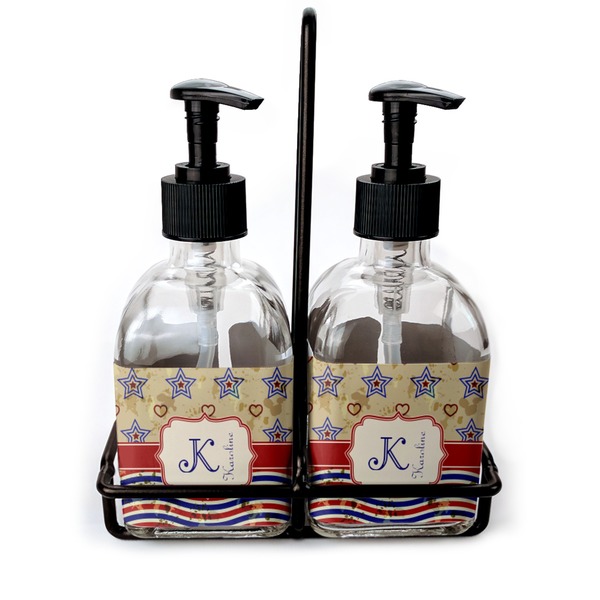 Custom Vintage Stars & Stripes Glass Soap & Lotion Bottles (Personalized)