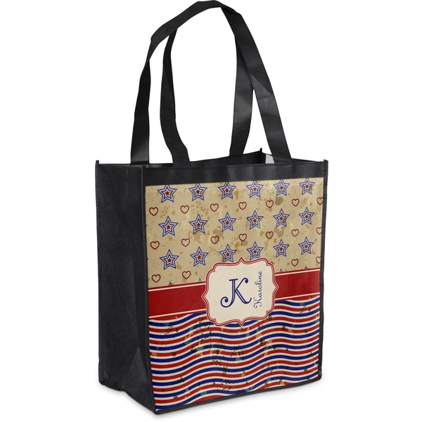 Custom Vintage Stars & Stripes Grocery Bag (Personalized)