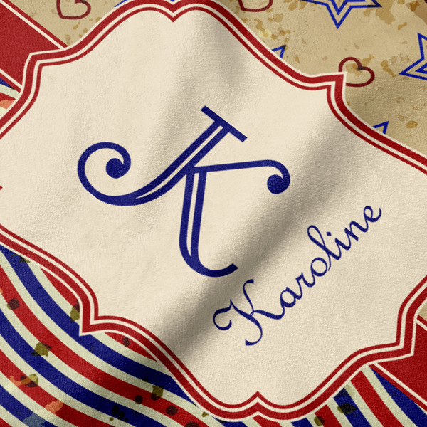 Vintage Stars & Stripes Hooded Baby Towel- Detail Close Up