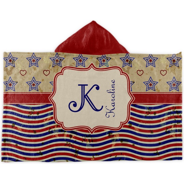 Custom Vintage Stars & Stripes Kids Hooded Towel (Personalized)