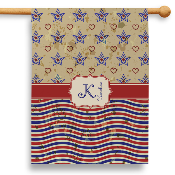 Custom Vintage Stars & Stripes 28" House Flag - Double Sided (Personalized)