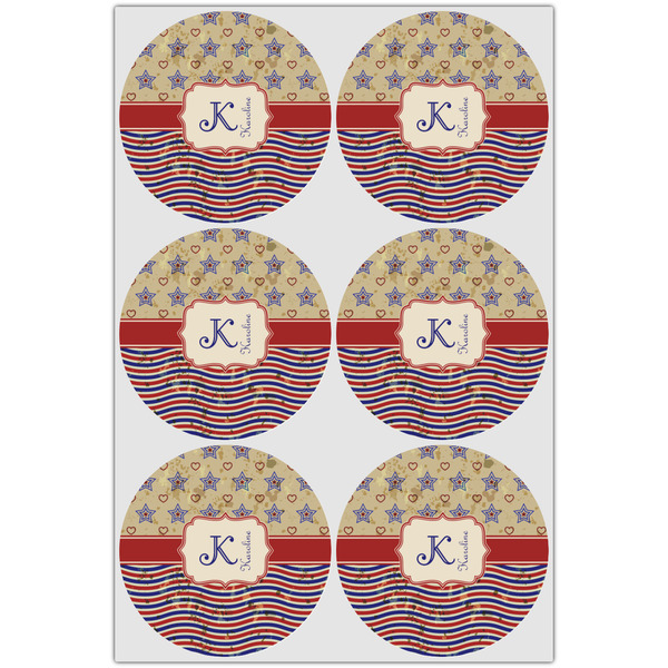 Vintage Stars & Stripes Icing Circle - Large - Set of 6