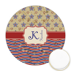 Vintage Stars & Stripes Printed Cookie Topper - Round (Personalized)
