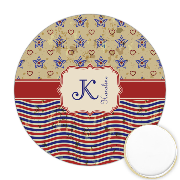 Custom Vintage Stars & Stripes Printed Cookie Topper - 2.5" (Personalized)