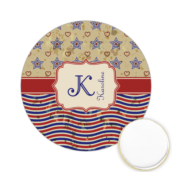 Custom Vintage Stars & Stripes Printed Cookie Topper - 2.15" (Personalized)