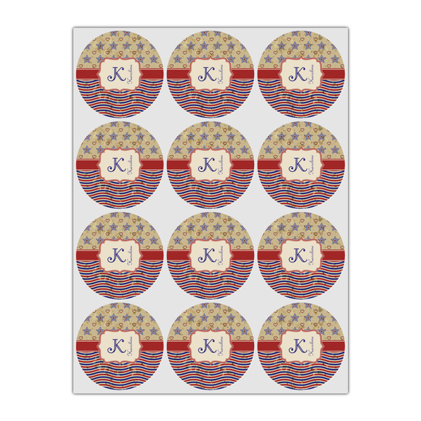 Vintage Stars & Stripes Icing Circle - Small - Set of 12
