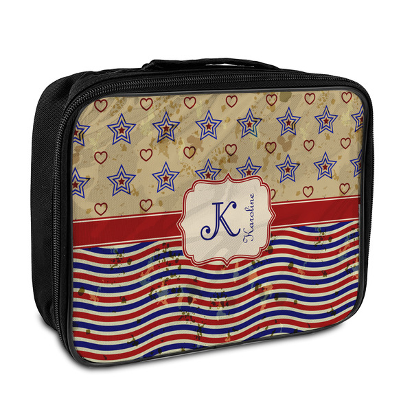 Custom Vintage Stars & Stripes Insulated Lunch Bag (Personalized)
