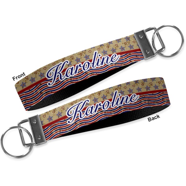 Vintage Stars & Stripes Key-chain - Metal and Nylon - Front and Back