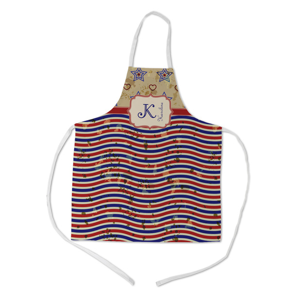 Custom Vintage Stars & Stripes Kid's Apron w/ Name and Initial