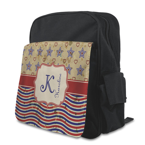Custom Vintage Stars & Stripes Preschool Backpack (Personalized)