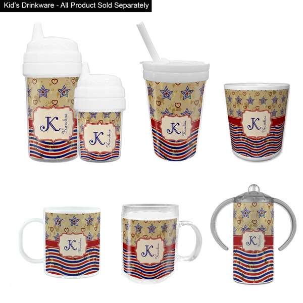 Vintage Stars & Stripes Kid's Drinkware - Customized & Personalized