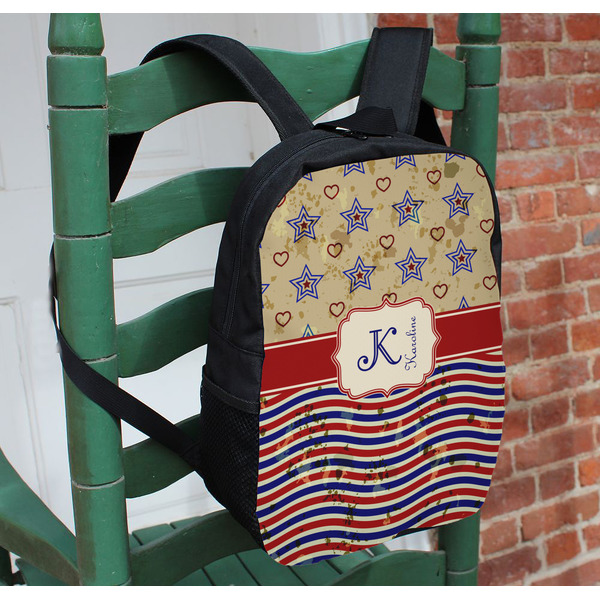 Vintage Stars & Stripes Kids Backpack - In Context