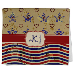 Vintage Stars & Stripes Kitchen Towel - Poly Cotton w/ Name and Initial