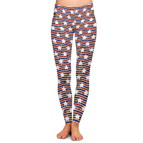 Custom Vintage Stars & Stripes Ladies Leggings - Extra Large