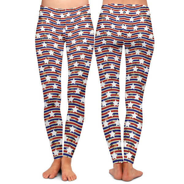 Vintage Stars & Stripes Ladies Leggings - Front and Back