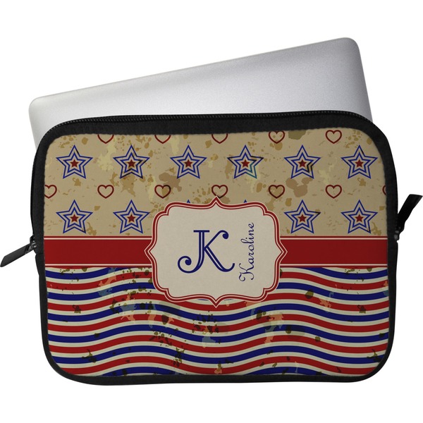 Custom Vintage Stars & Stripes Laptop Sleeve / Case - 13" (Personalized)