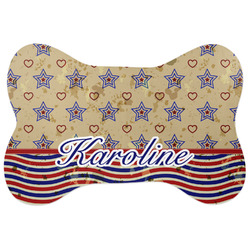 Vintage Stars & Stripes Bone Shaped Dog Food Mat (Personalized)