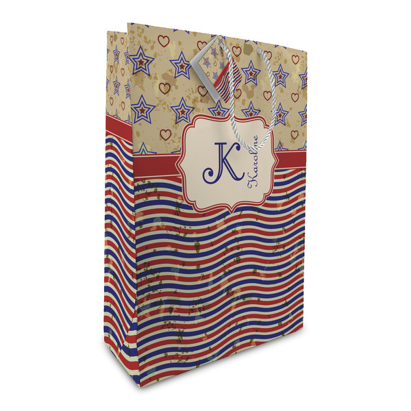 Custom Vintage Stars & Stripes Large Gift Bag (Personalized)