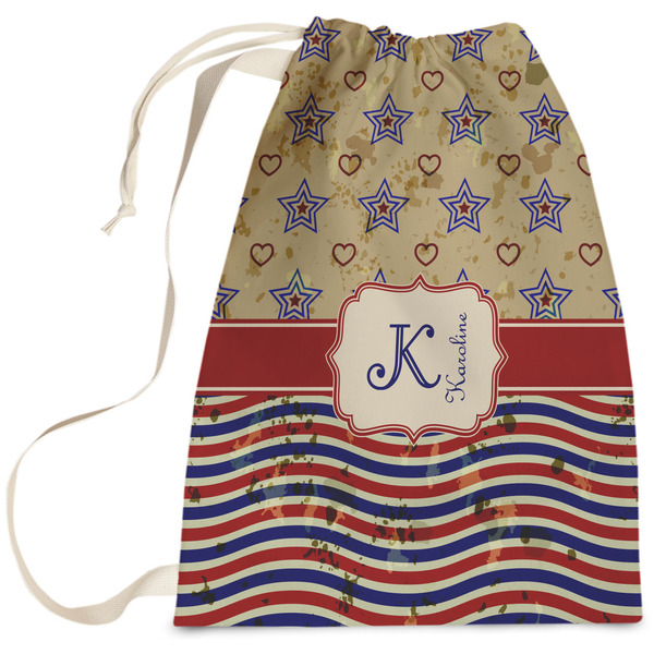 Custom Vintage Stars & Stripes Laundry Bag - Large (Personalized)