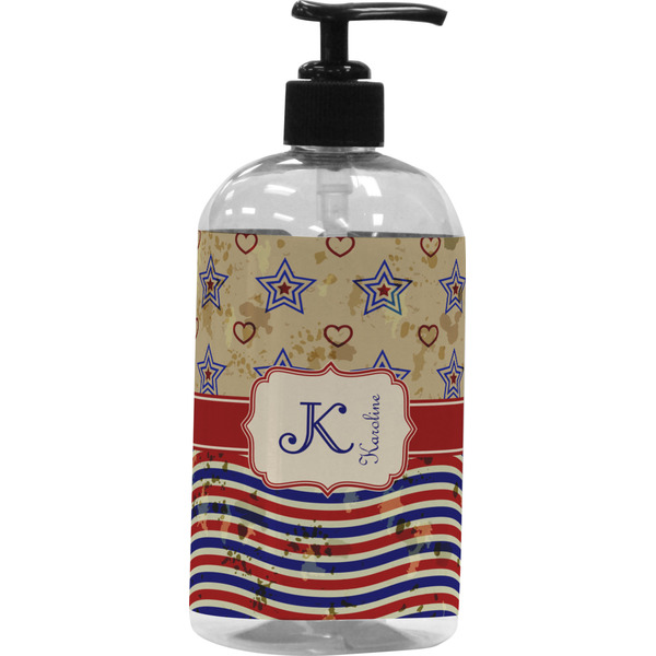 Custom Vintage Stars & Stripes Plastic Soap / Lotion Dispenser (Personalized)